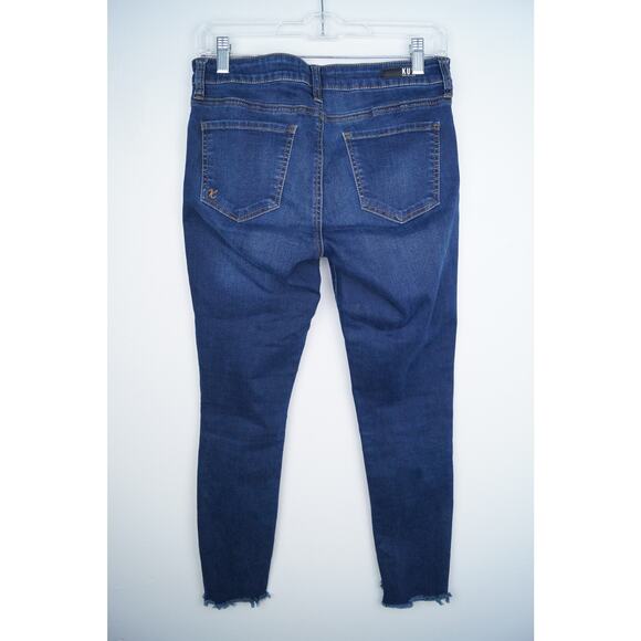 Kut from the Kloth Connie‎ Ankle Skinny Dark Wash Staggered Raw Hem Mid Rise 4 - Picture 6 of 12